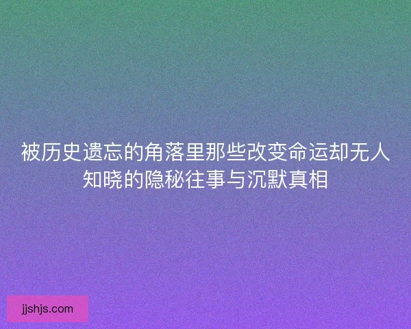 被历史遗忘的角落里那些改变命运却无人知晓的隐秘往事与沉默真相