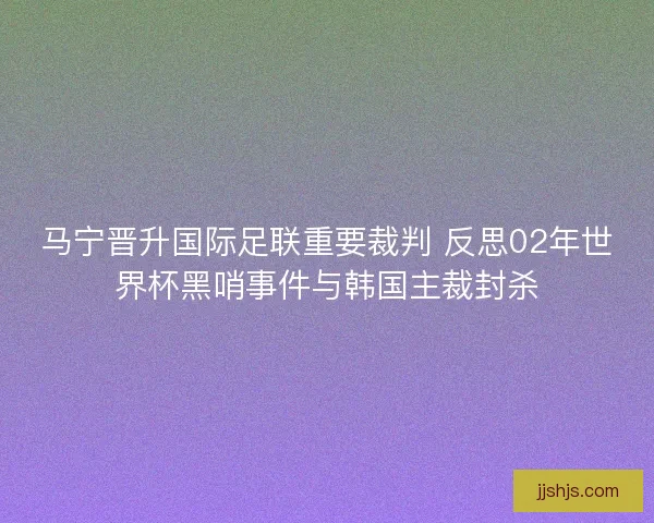 马宁晋升国际足联重要裁判 反思02年世界杯黑哨事件与韩国主裁封杀